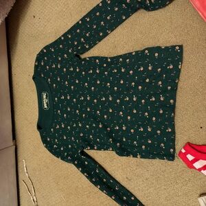 American Eagle Outfitters Dark Green Floral Waffle Knit Top
